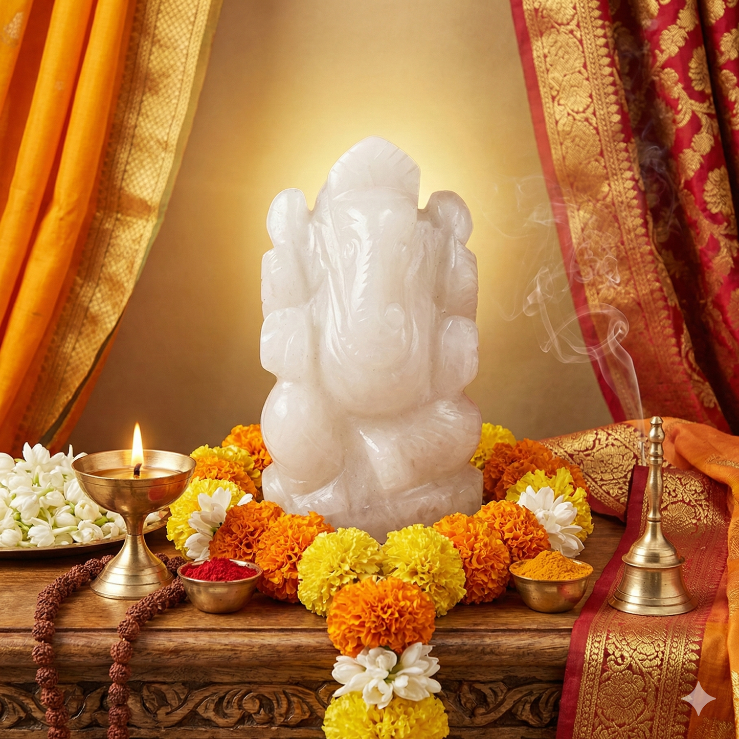 Medholka Ganapati - White agate