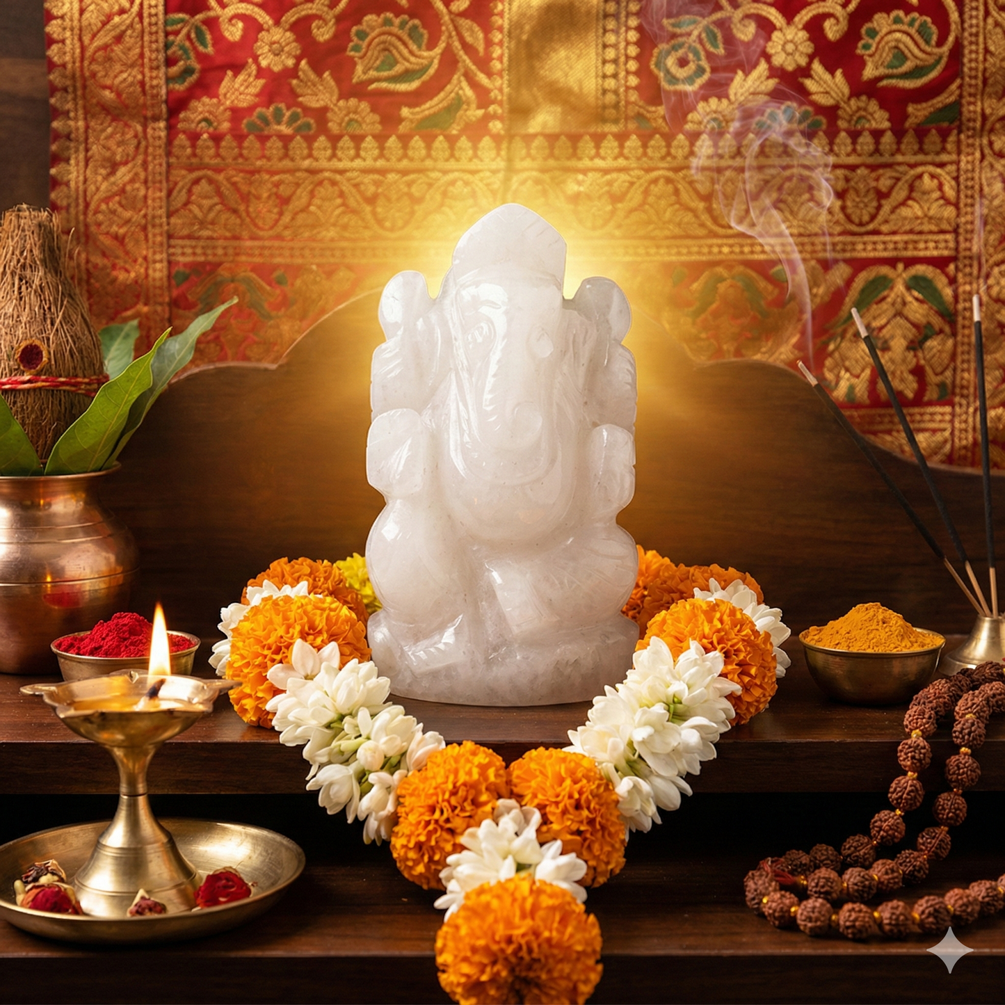 Medholka Ganapati - White agate